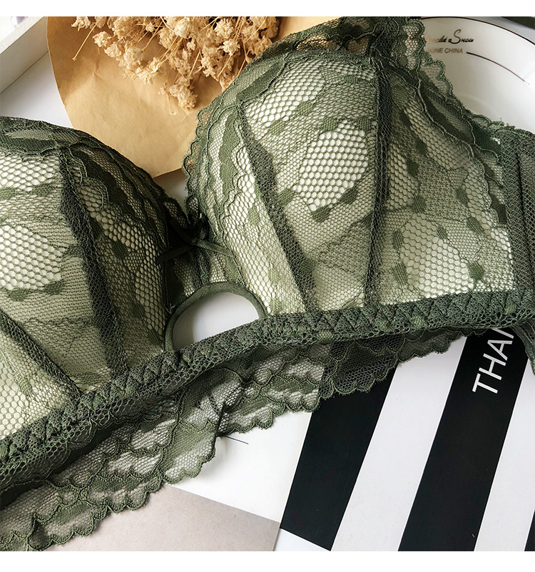 Bộ đồ lót ren Nhật Bản openwork nữ gợi cảm mà không cần vành thoải mái điều chỉnh trên bộ áo ngực đồ mặc nhà