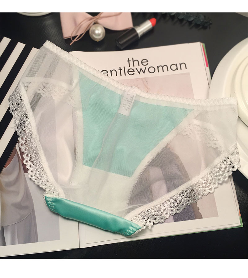 Châu Âu và Mỹ sang trọng tòa án ren lưới gợi cảm trong suốt đồ lót phụ nữ eo giữa cotton tóm tắt - Vòng eo thấp lot ren trong suot goi cam