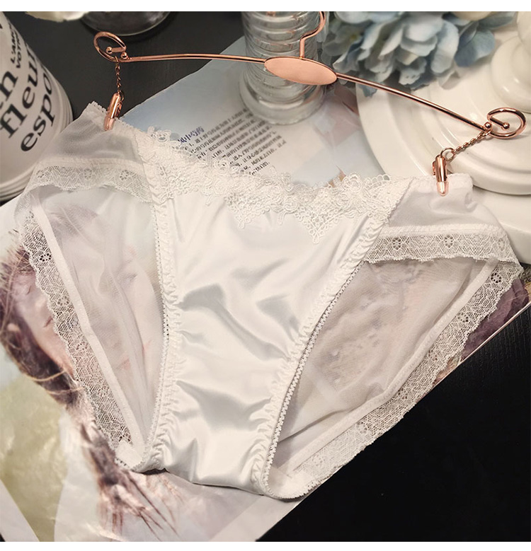 Châu Âu và Mỹ sang trọng tòa án ren lưới gợi cảm trong suốt đồ lót phụ nữ eo giữa cotton tóm tắt - Vòng eo thấp lot ren trong suot goi cam