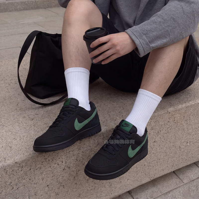 Nike Big Lux Sports Casual Street Dance Black and Green Sneakers for Men Comfortable Dunk 854166-008