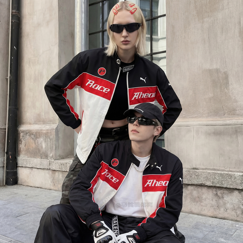 Puma Moto Men's and Women's Zhang Linghe Style Racing-Inspired Stand Collar Versatile Sports Casual Jacket 638606