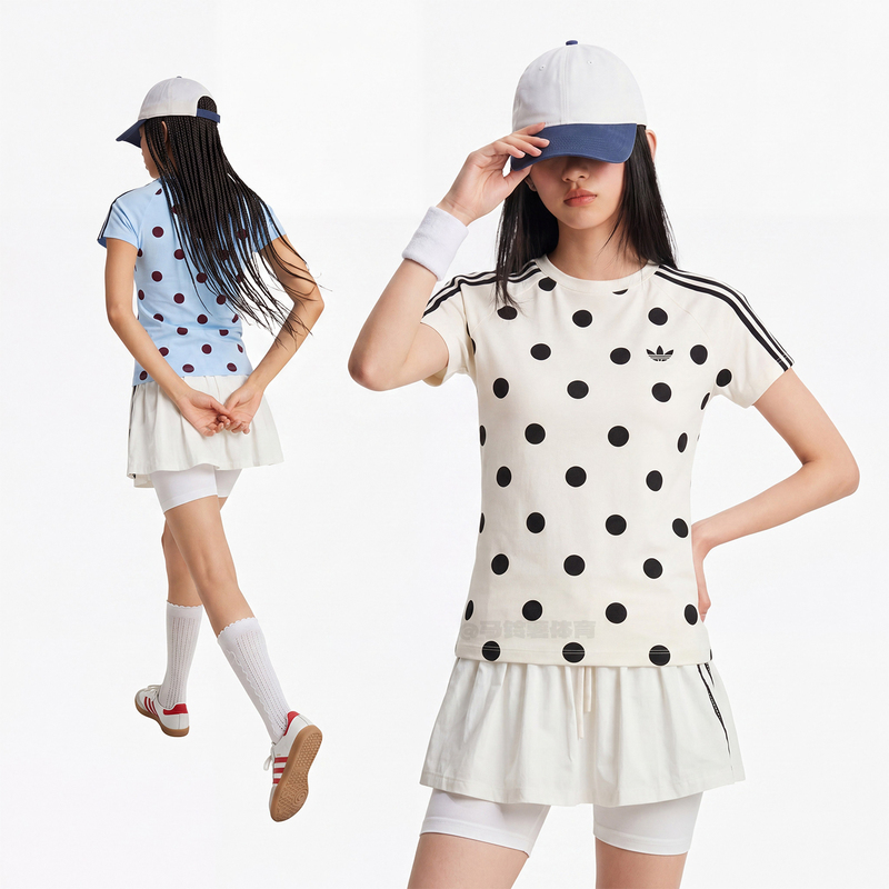 Adidas Adidas Summer Super Stylish Polka Dot Sports Casual Round Neck Slim Fit T-Shirt White Short Sleeve Kv1193 Adidas Adidas Summer Super Stylish Polka Dot Sports Casual Round Neck Slim Fit T-Shirt White Short Sleeve Kv1193