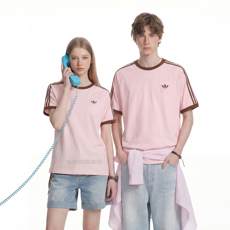 Adidas Adidas Spring and Summer Loose Sports Casual Round Neck Regular Shoulder T-Shirt Short Sleeve Unisex 2026 New Model Pink