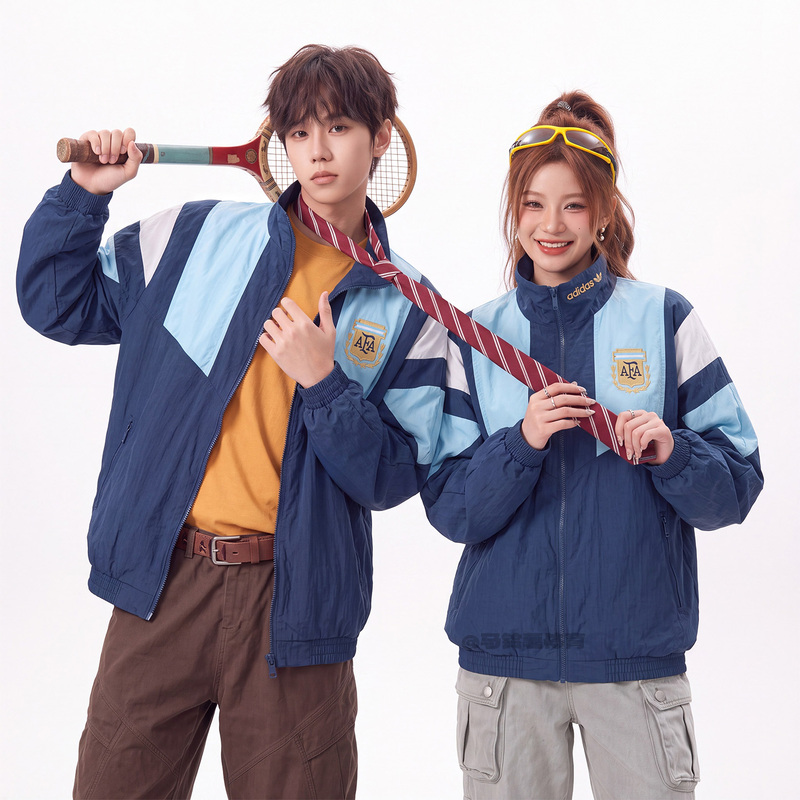 Adidas Adidas Trefoil New Argentina Football Style Men's and Women's Color-Blocked Stand-Collar Jacket Kg2287