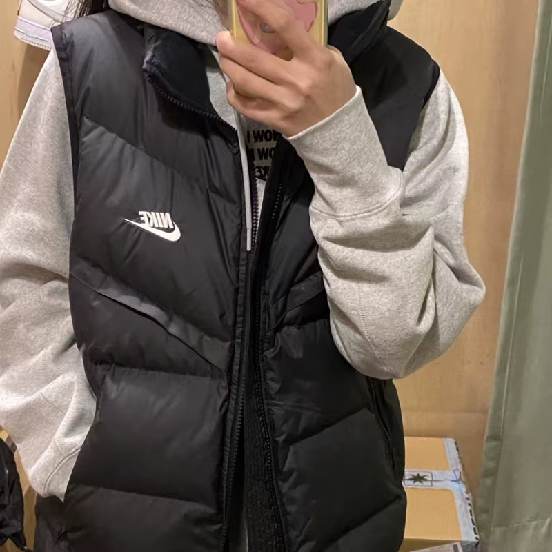 Nike Nike Autumn and Winter Men's and Women's Black Sportswear Warm Stand-Up Collar down Sports Vest Vest Dv1136-010