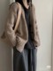 Lazy style brown sweater jacket for women thickened autumn and winter new retro loose little knitted cardigan top for women