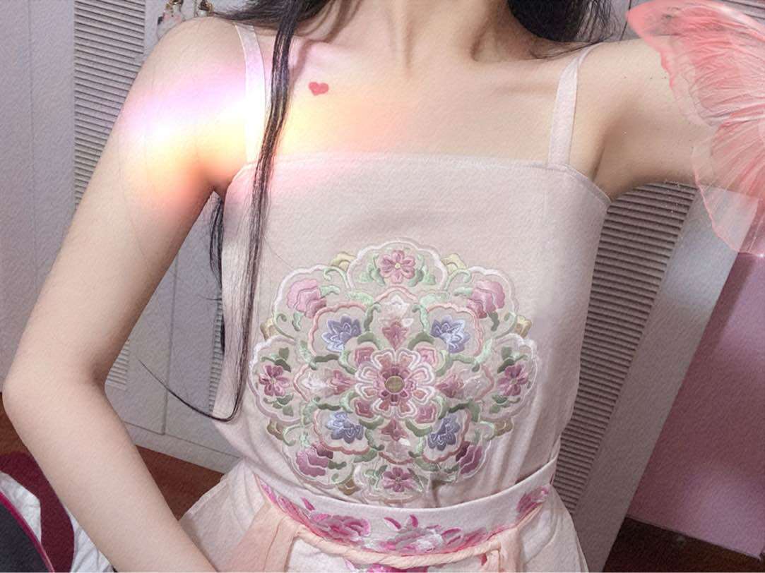 Some sizes in stock Zisong Oriental Aesthetics Garden Dream Hanfu Nian Nujiao Pink Embroidered Suspenders