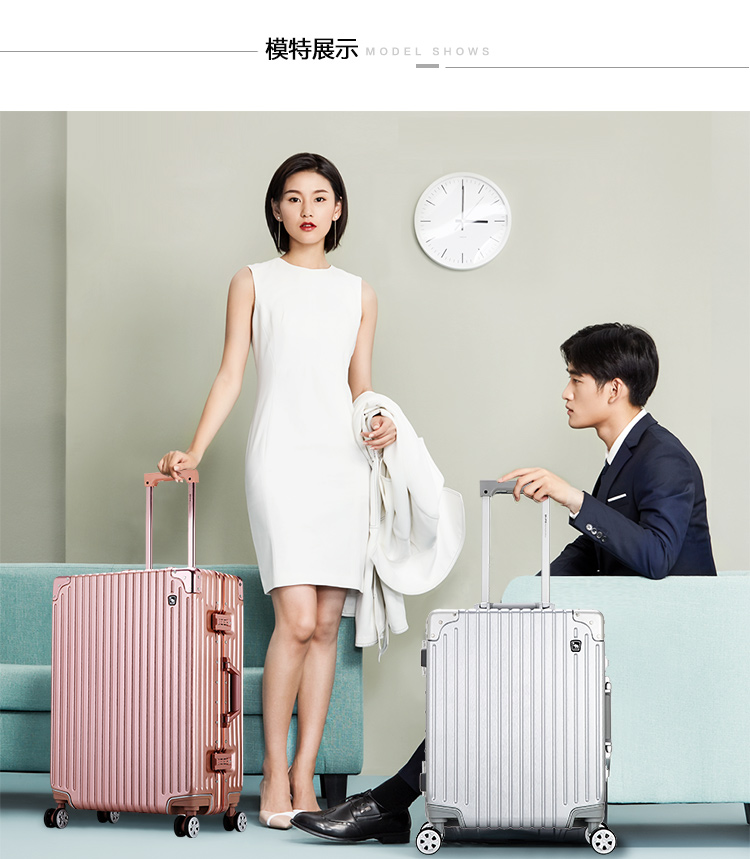 Aihua Shi khung nhôm hành lý 20 inch nữ du lịch lên máy bay bánh xe trường hợp 24 inch khóa hải quan hộp cứng - Va li vali màu hồng