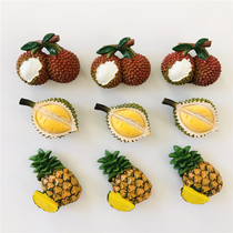 Half plum creative simulation fruit watermelon durian Apple Lychee refrigerator sticker message sticker decorative resin magnetic sticker
