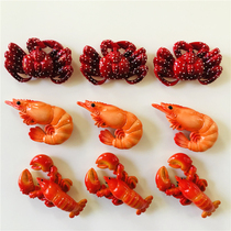 Half-plum king crab crayfish nine shrimp creative simulation food seafood refrigerator stickers decorative resin magnetic stickers