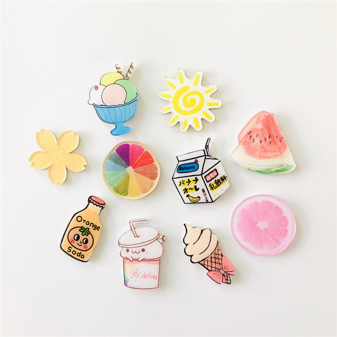 Half mey acrylic summer refrigerator sticker decoration personality creative cute cartoon children's early education magnetic sticker