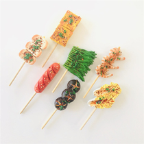 Half plum creative simulation barbecue skewer refrigerator sticker decorative shiitake mushroom skewer leek skewer tofu hot dog resin magnetic sticker
