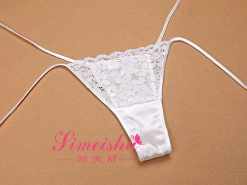 Gợi cảm gợi cảm 100% Silk Slim Thong Thắt lưng rắn màu ngắn Tóm tắt ren + Quần lụa