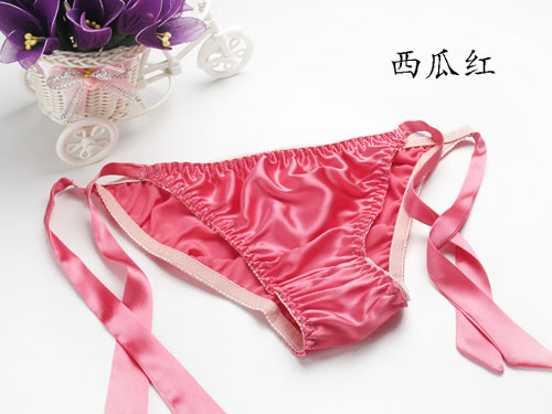 Thời trang mặc bikini 100% đồ lót lụa của phụ nữ bên tie quần lót thong lụa kích thước lớn