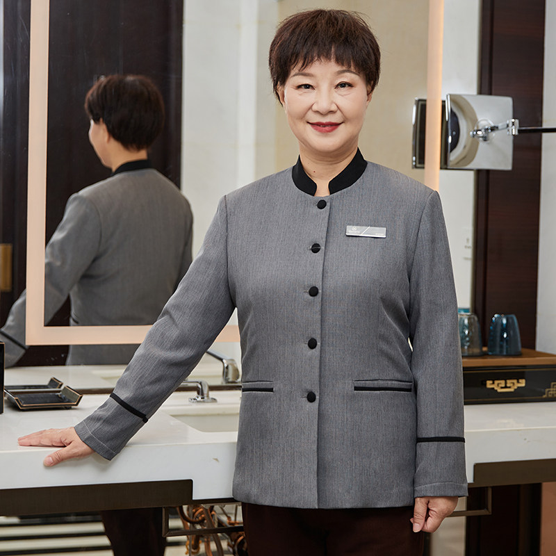 Hotel thickened cleaning work clothes long-sleeved property housekeeping cleaner aunt suit plus cotton autumn and winter clothing female customization