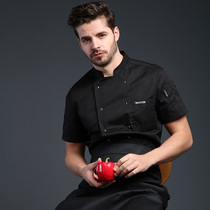 Chefs overalls mens and womens short-sleeved summer thin breathable sweat-absorbing kitchen kitchen Western chefs uniform