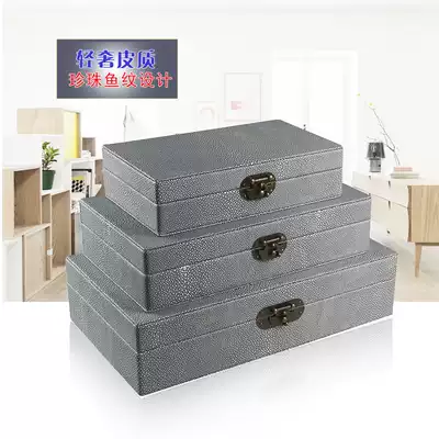 Retro storage display storage box decorative box jewelry box leather storage box antique lock photography prop box