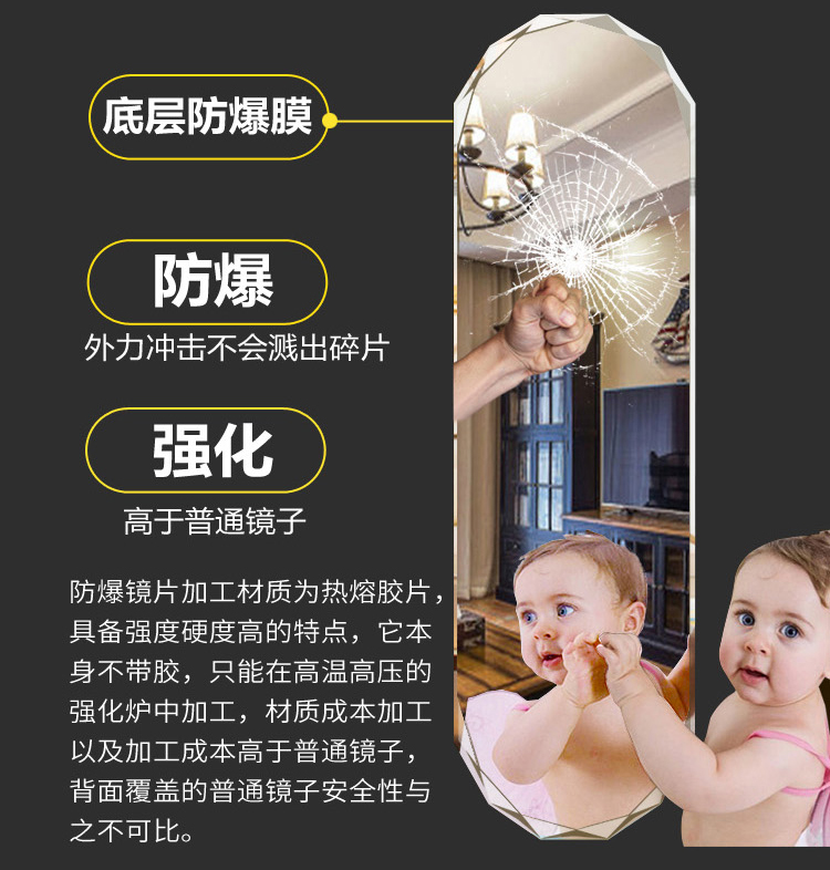 Gương dán gương nhà đơn giản phòng ngủ phù hợp gương ký túc xá treo tường gương gương nhà gương - Gương gương bàn phấn