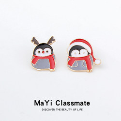 Penguin brooch New Year festive cartoon ຄູ່ຜົວເມຍຍີ່ປຸ່ນຄູ່ Christmas decorations bag clothes pin badge