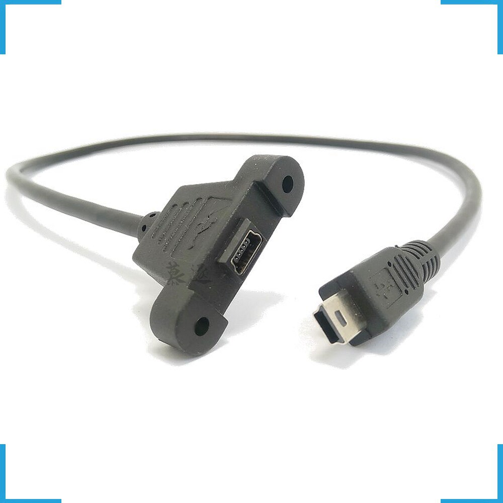 C-391 mini USB mother with screw hole fixed panel line Mini T mouth with ear male extension cord