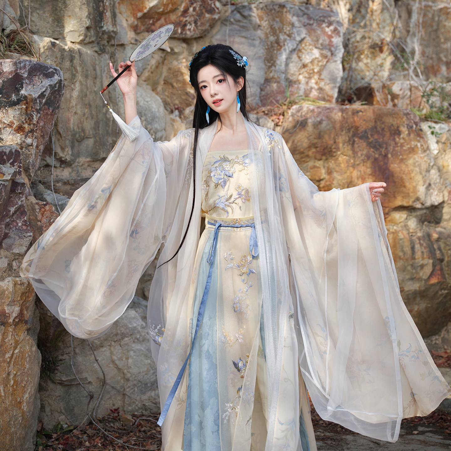 十三小豆【霧に隠された霧 - 月の鱗と玉の年代記コラボレーション】陳独玲の同スタイルワイドスリーブ漢服（女性用）
