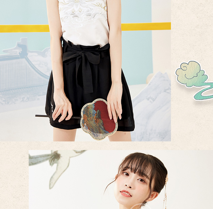 [Mười ba đậu nhỏ] [Little Crane] Hoang dã thêu tie cung Song quần short quần short jean nữ ống rộng