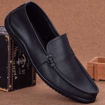 Mens soybean shoes spring mens shoes leather soft skin single layer casual leather shoes men breathable soft soles driving shoes