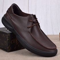 Single Layer Leather Shoes Breathable Soft Pasta Leather Business Casual Leather Shoes Man Leather Head Layer Bull Leather Big Code Foreign Trade Mens Shoes Soft Bottom