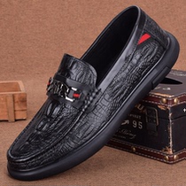 Leisure shoes men leather autumn leather English Han shoes mens soft sole shoes bean shoes