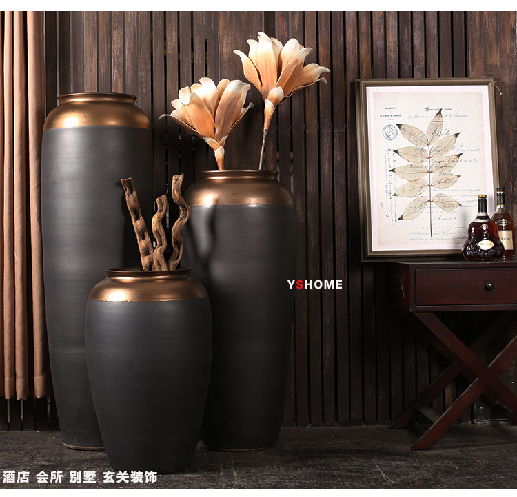 Jingdezhen Ceramic Floor Vases European-style Minimalist Home Soft Decorations TV Cabinet Shop Windows Dry Flower Arrangement Pendulum
