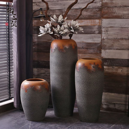 Modern European-style Jingdezhen ceramic floor large vase Living room Villa Clubhouse Indoor Flower Arrangement Pendulum Pottery Jar Composition