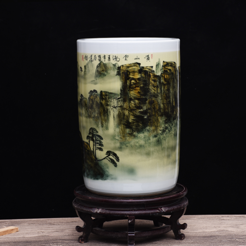 Jingdezhen Ceramic Hand-painted Arrow Cylinder scroll cylinder Scroll Cylinder Umbrella Barrel Book room Living Room Living-room Living-room Vases