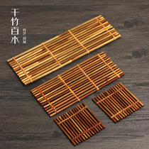 Bamboo tea ceremony bamboo row small bamboo row cup holder tea mat insulation mat tea curtain handmade bamboo mat