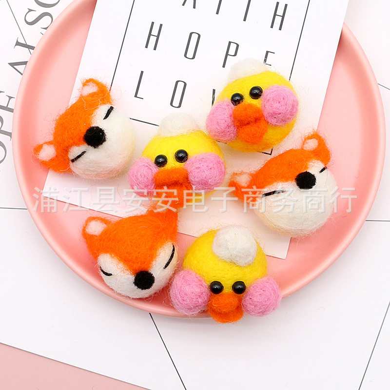 Wool felt wool felt finished fox head net red duck hairpin accessories DIY cartoon brooch hat decoration material - Taobao