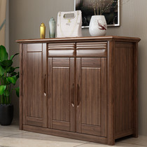 Solid wood shoe cabinet porch cabinet integrated walnut light luxury modern Chinese home door storage cabinet wooden shoe cabinet