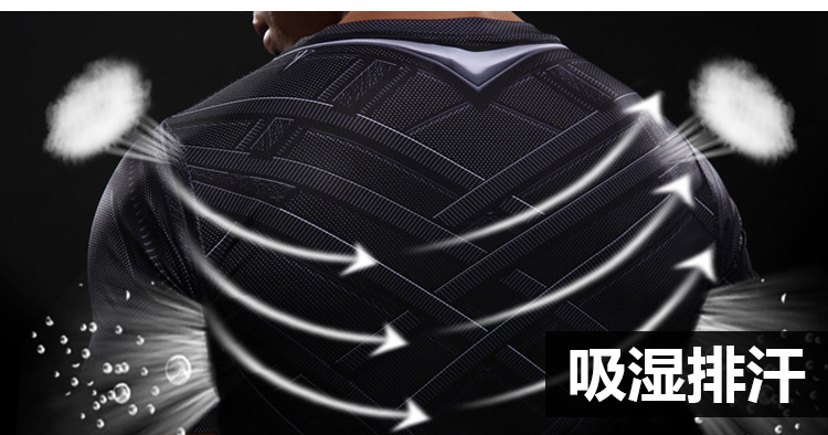 Marvel Superhero Đen Leopard Vớ Thể Dục Thể Thao đàn hồi Cao Nhanh Chóng làm khô Dài tay Nam Cosplay Costume T-Shirt quần áo đi tập gym nữ