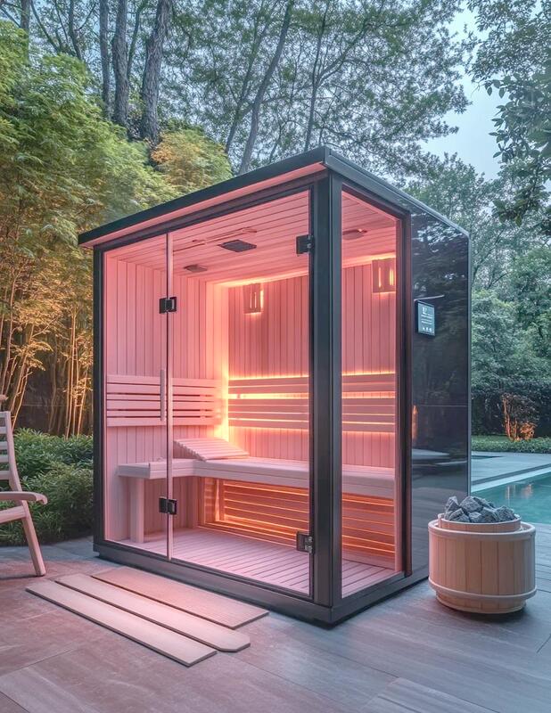 Outdoor Mobile Sauna Room, Home Steam Room, Dry and Wet Steam Room, Sauna Room, Waterproof and Sun-Proof for the Courtyard