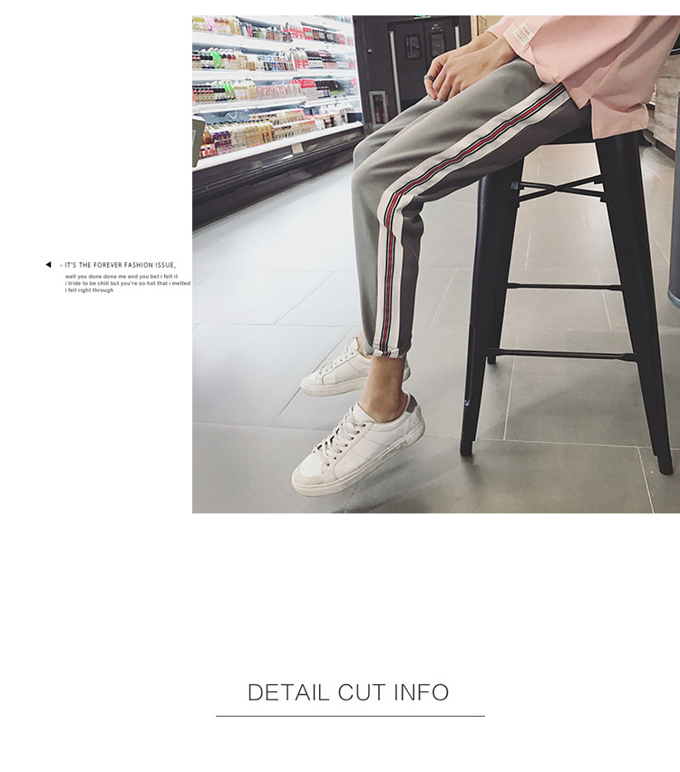 Mùa thu và mùa hè sinh viên Hàn Quốc đàn hồi eo chín điểm chùm quần âu phụ nữ hoang dã loose side feet thể thao quần quần adidas nữ