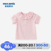 Monmummie Summer female baby shirt short sleeve 2021 Summer foreign air girl pure cotton Korean version easy blouse