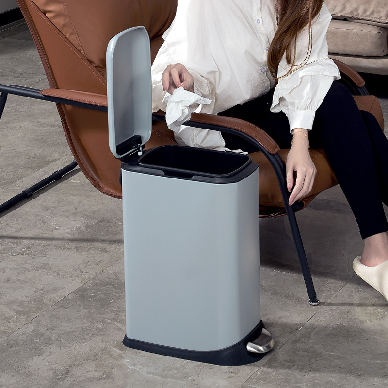 Stainless steel narrow-type trash can home grip Toilet Toilet toilet Kitchen Living Room Foot style with lid office Cover-Taobao