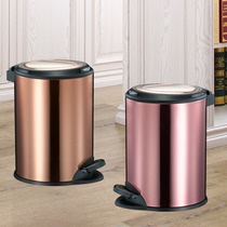 Bedroom stainless steel foot trash bin household office living room kitchen bedroom European creative stainless steel trash barrel