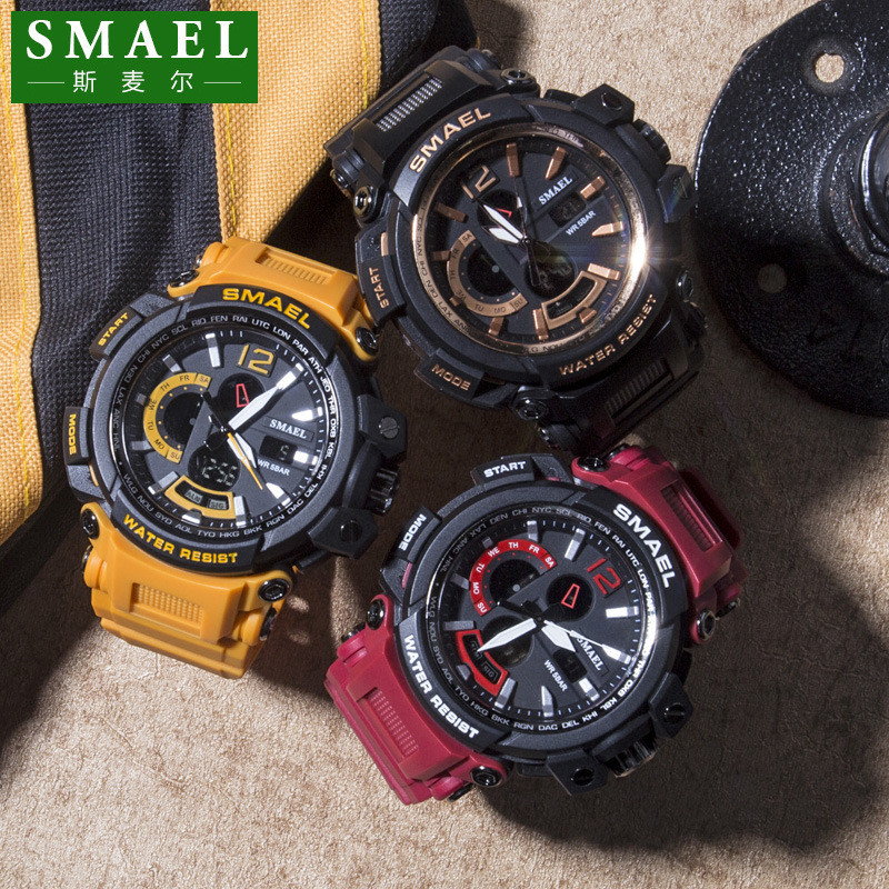 Outdoor Night Light Multifunction Waterproof Hand Watch Large Dial Sports Lovers Pop Men Waterproof Double Display Electronic Watches