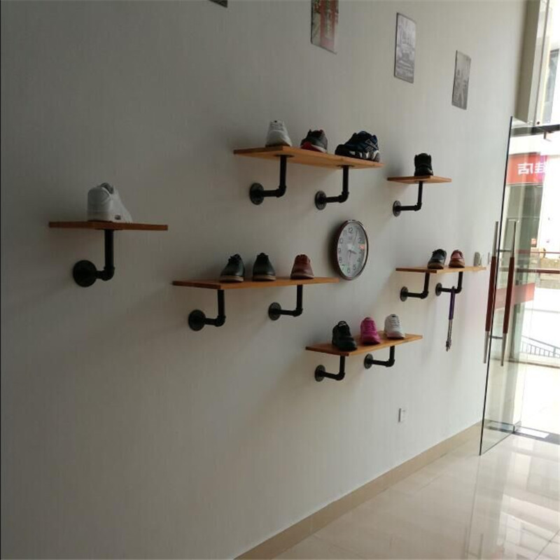 On The Wall Shoe Rack Shoe Store Display Stand Solid Wood Bag