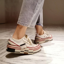 McQueen Mousse Beggar shoes Thick-soled canvas shoes Women 20201 summer thin board shoes ins increased flat shoes Street shot tide