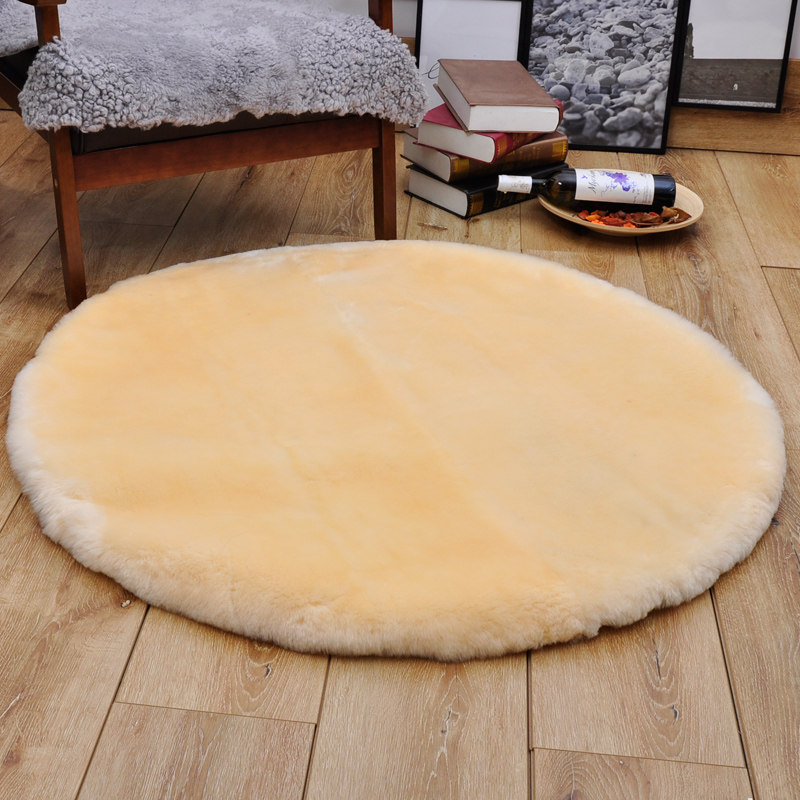 Jupark round carpet European-style wool rug bedroom cloakroom Carpet whole lamb leather fur integrated floor cushion