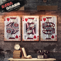 Retro Wooden Playing Cards Wood Board Painting Wall-hanging Piece Creative Home Bar Wall Decoration Painting Hang Painting Craft Gift