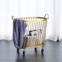 Nordic Wind Iron Art Containing Basket Bathroom Dirty Laundry Basket Dirty Laundry Basket Light Lavish Home Toy Clothes Containing Basket Gold