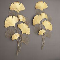 European and American light extravaganza Ginkgo Leaf Decoration Pendant home Living room Xuanguan Ginkgo Leaf Iron Art Soft Dress Pendant Background Wall