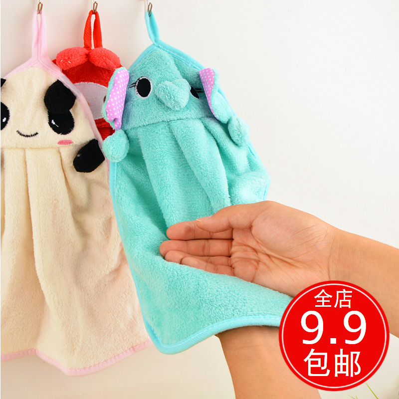 Coral Fleece hand towels South Korean cute cartoon hand towels towel children Hanging wipe hand towel rubbblers handkerchief pahanda