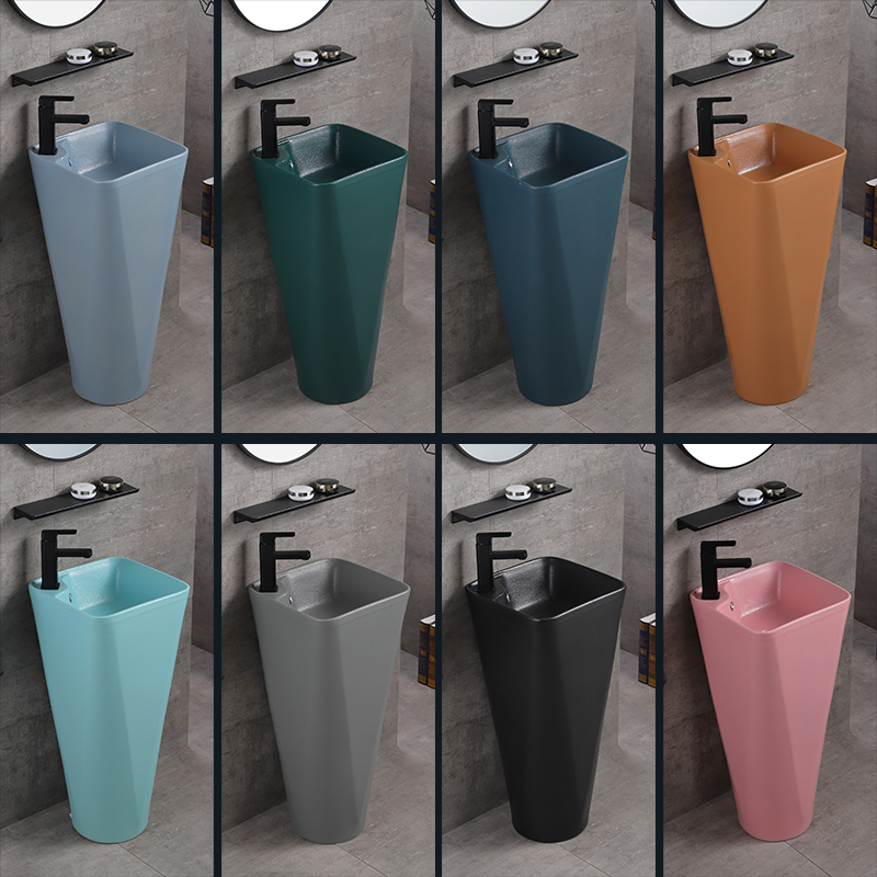 Frosted column basin color ceramic basin one-piece column basin antique wash basin floor-to-ceiling one-piece washbasin